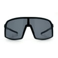 thumbnail image 3 of Classic Mens Oversized Shield Wrap Around MTB Sport Plastic Sunglasses Shiny Black - Black, 3 of 8