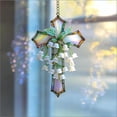 thumbnail image 6 of Lily of the Valley Cross Pendant Hanging Ornament – Floral Christian Wall Decor for Home, Window or Bedroom – Religious Gift for Friend, Easter, Baptism, Housewarming, 6 of 7