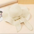 thumbnail image 5 of QSAWXQZ Women's Straw Sun Hat Wide Brim Bow Tie Packable Beach Outdoor Summer Hat Lightweight Travel Headwear Free Size, 5 of 5