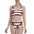 thumbnail image 2 of Picia Ladybugs on Black and White Striped1 Women's High Waisted Bikini Scoop Neck Swimsuit Two Pieces Bathing Suit-, 2 of 8