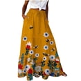 thumbnail image 3 of Busydd Boho Skirt for Women with Pockets Fashion Print Drawstring Maxi Skirt Flowy Vacation Elastic Waist Drawstring Long Skirts S, 3 of 8