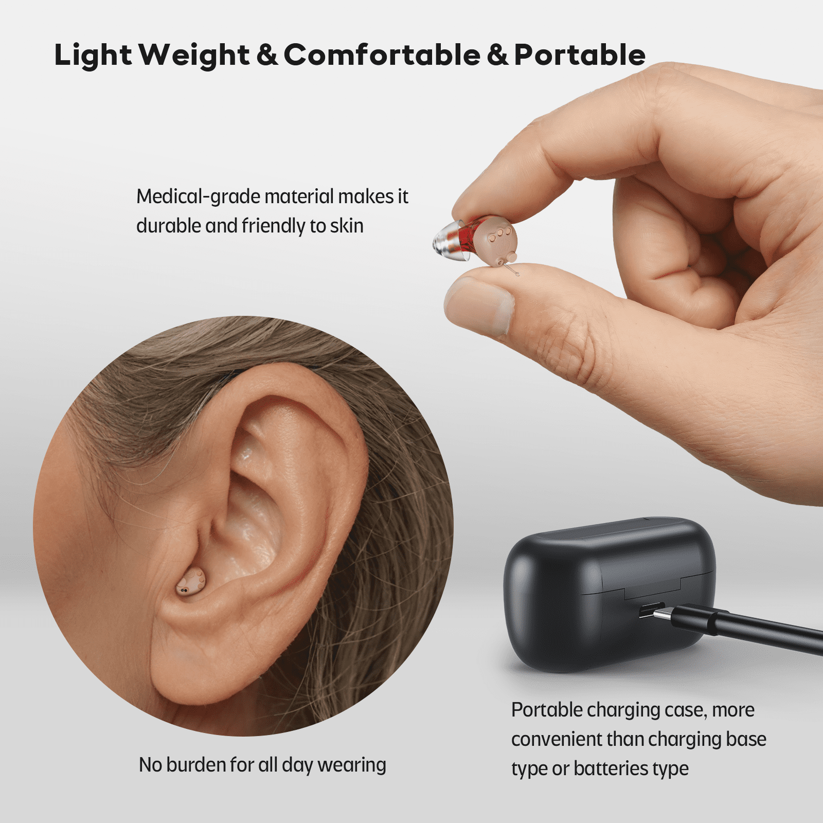Vivtone Advanced Digital OTC Supermini Hearing Aids, Rechargeable, Completely-in-the-Canal, for Seniors Adults, Pair
