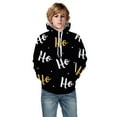 thumbnail image 2 of Oiyii Toddler Boys' Holiday Pullover Hoodie Letter All Over Print Long Sleeve Casual Hooded Sweatshirt Fashion Pullover Top,Black, 2 of 4