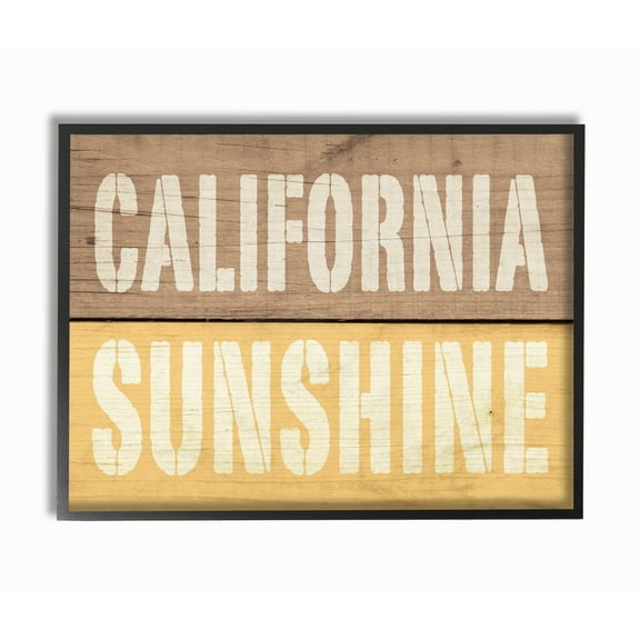 Stupell Sunshine Distressed Wood Typography Framed Giclee Art 11 x 14