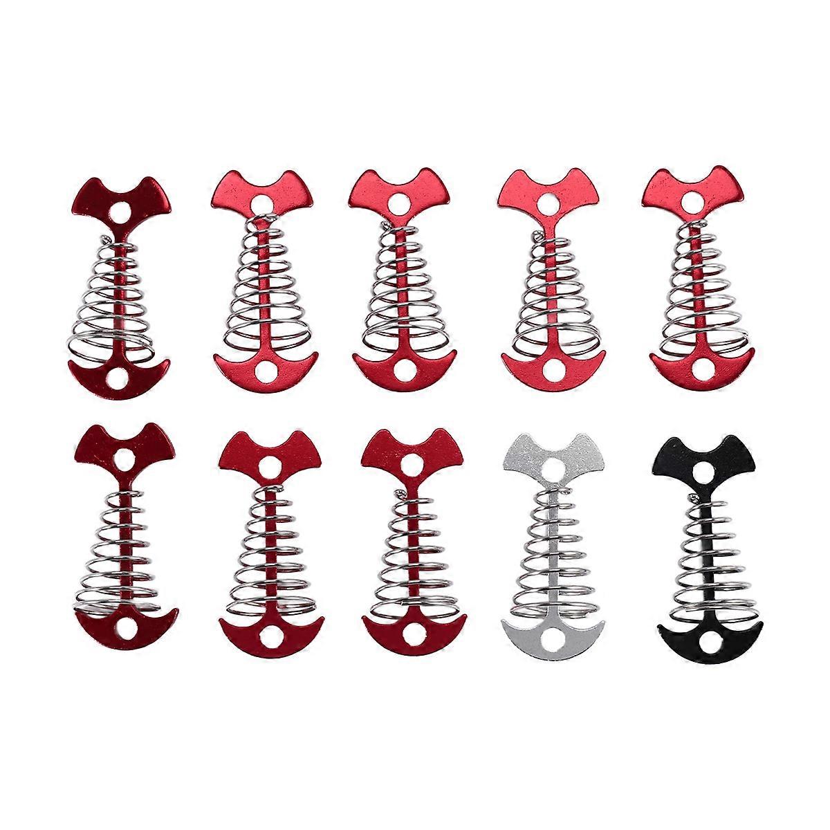 Fishbone Spring Pegs 10Pcs Adjustable Plank Floor Spring Fishbone Anchor Tent Pegs Buckle ...