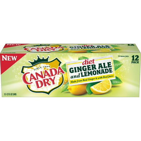 (2 Pack) Diet Canada Dry Ginger Ale and Lemonade, 12 Fl Oz Cans, 12