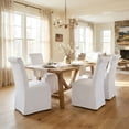 thumbnail image 6 of Dayalane Slipcovered Parsons Dining Chairs Set of 6, Modern Farmhouse High Back Linen Upholstered Chair with Removable Skirted, Classic Wooden Side Kitchen Chairs for Dining Living Room, Beige, 6 of 10
