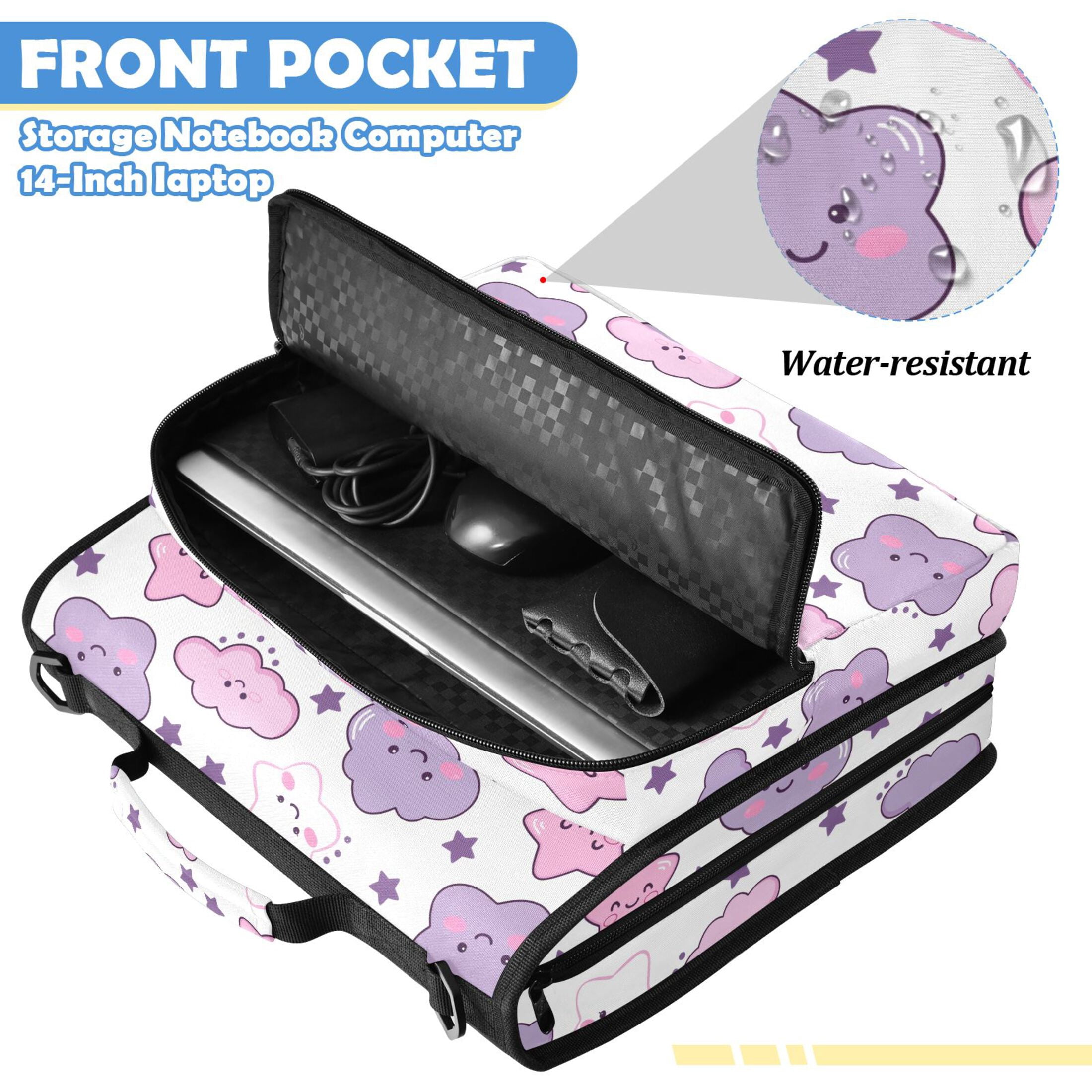 ALAZA Zipper Binder Cute Stars Cloud Pattern 2 inch 3 Ring 500 Sheet Capacity Trapper Keeper File Folder Organizer Bag