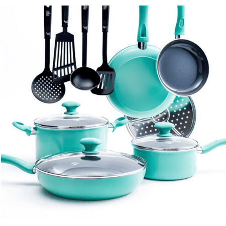 

Ceramic Non-stick 13Pc Cookware Set Turquoise