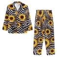 thumbnail image 3 of Kuiaobaty Sunflower Print 2 Pieces Sleepwear Set Zebra Stripe Design Women's Pajamas Set Long Sleeve Tee Shirts Tops and Long Pants 2 Pack Loungewear Set Pajamas Sleepwear, 2XL, 3 of 7