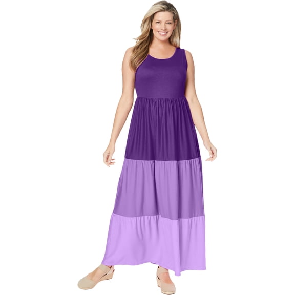 Woman Within Plus Size Colorblock Tiered Dress