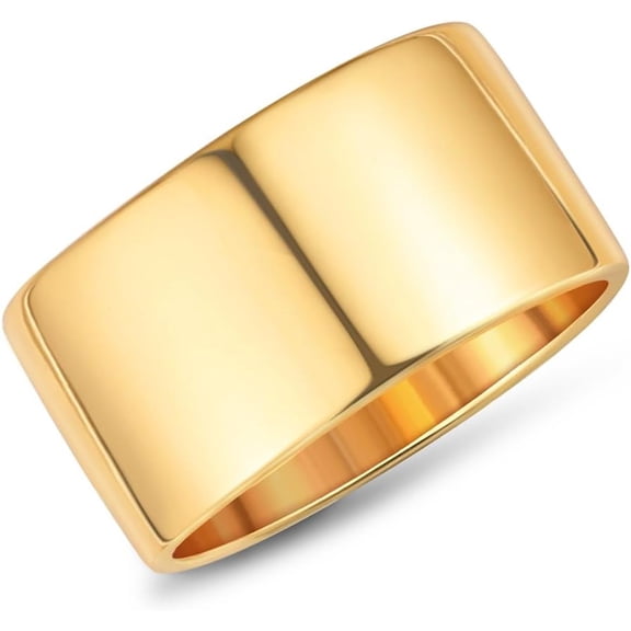 18K Gold or Silver Plated Wide Band Rings 12MM Thumb Ring for Women Men Thick Simple Plain Band Ring High Polished Comfort Fit Size 6-11