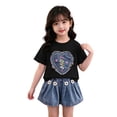 thumbnail image 3 of Vornjynx Girls Outfits 2 Piece Graphic Cotton T-Shirt and Pleated Shorts Trendy Summer Cute Clothes Black Size 9-10, 3 of 7