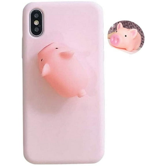Squishy 3D Cartoon Pig Case Compatible with iPhone 12 Mini, Creative Funny Play Case Soft Rubber Protective Cover (Shout Piglet, iPhone 12 Mini)