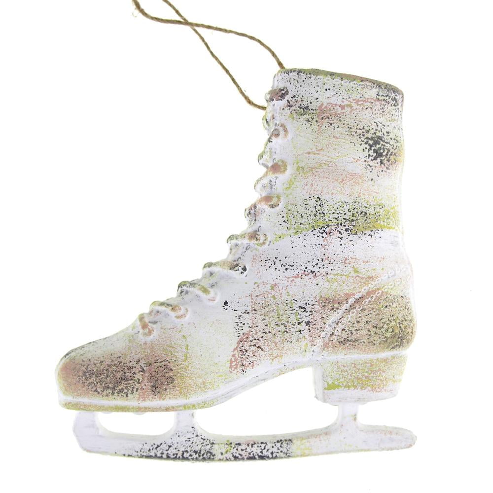 Large Ice Skate Christmas Tree Ornament, White, 61/2Inch