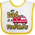 thumbnail image 3 of Inktastic My Dad is a Firefighter with Fire Truck Boys or Girls Baby Bib, 3 of 4