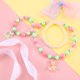 thumbnail image 4 of Juego de 8 collares y pulseras de joyería para niñas y niños, diseño de unicornio, sirena, flamenco, mariposa, arcoíris, cuentas de madera, bisutería, regalo de fiesta, 4 of 5