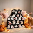 thumbnail image 5 of PYURTEP Halloween Blanket, Soft Cozy Flannel Throw Blanket with Ghost Flower Pumpkin Print, Decorative Blanket for Halloween Decoration, 59 x 39 inch, 5 of 6
