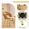 thumbnail image 3 of Juego de 2 Sillas de comedor de terciopelo de cadena de bola de silla de burbuja hinchada amarilla con piernas de oro, sillas modernas tapizadas de acento para el comedor y la cocina, 3 of 4