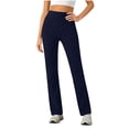 thumbnail image 2 of Oksale Yoga Pants Women with Pockets Stretchy High Waisted Athletic Pants Pull On Slim Straight Leg Work Trousers for Fitness Navy L, 2 of 6