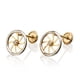 thumbnail image 3 of Aretes de oro 14k GIALLO Broquel Rueda de oro amarillo brillante y oro blanco brillante con circonia, 3 of 4