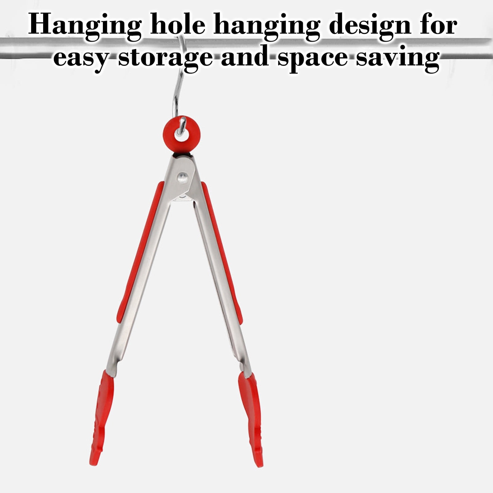 Silicone Christmas Stainless Steel 7inch Food Tongs For Baking And Cooking