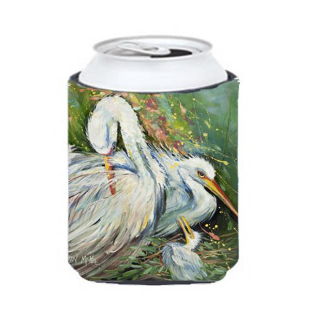 Carolines Treasures JMK1210CC White Egret In The Rain Can & Bottle Hugger
