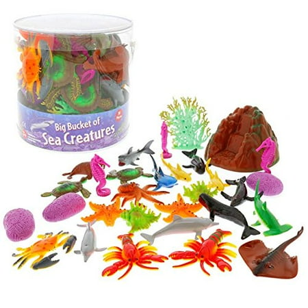 Ocean Sea Creature Action Figures - Big Bucket of Sea Creatures - Huge 30 Piece Set - Walmart.com