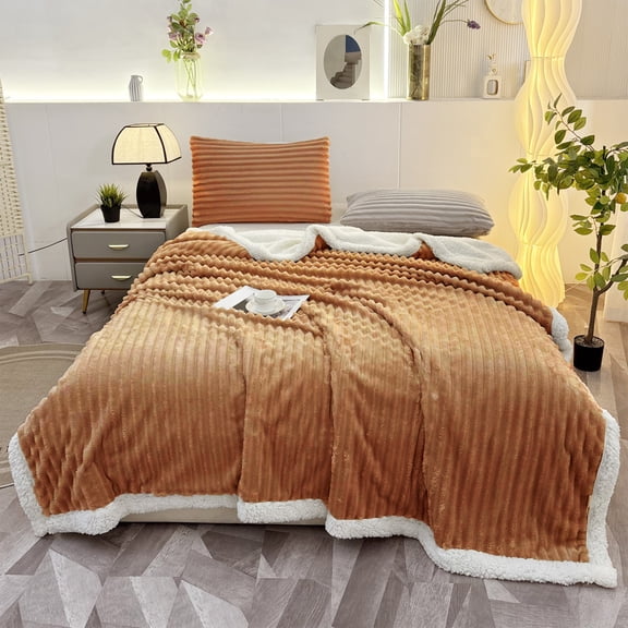 ROSEKIND Ultra Large Striped Flannel Sherpa Reversible Weighted Throw Blanket-90X90inch