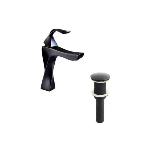 DROP Bath and Kitchen DR091449 Robinet pour lavabo de salle de bain de forme carrée en couleur noire de la série Twist - incluant un drain sans trop-plein