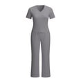thumbnail image 7 of Guieoi Womens Two-Piece Outfit Loungewear Set,Matching Set Solid-Color V-Neck Short-Sleeve Tops and Pocketed Long Pants Set Gray 0 XL, 7 of 7