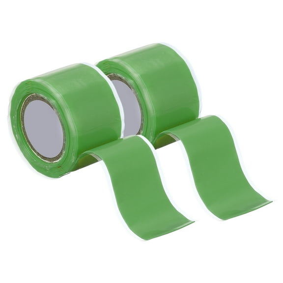 2 Pcs Self Fusing Silicone Tape, 1" x 5ft Silicone Sealing Tape Plumbing Pipe Repair Tape for Handles Plumb Hose Pipe Leaks, Green