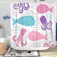 thumbnail image 3 of Pink Whale Shower Curtain Cool Fun Ocean Cartoon Shower Curtain Bathroom Cute Kids Bathroom r Polyester Hanging Curtains, 3 of 7