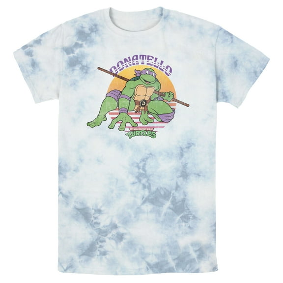 Men's Teenage Mutant Ninja Turtles Sunset Donatello in Action Graphic Tee White/Blue Small