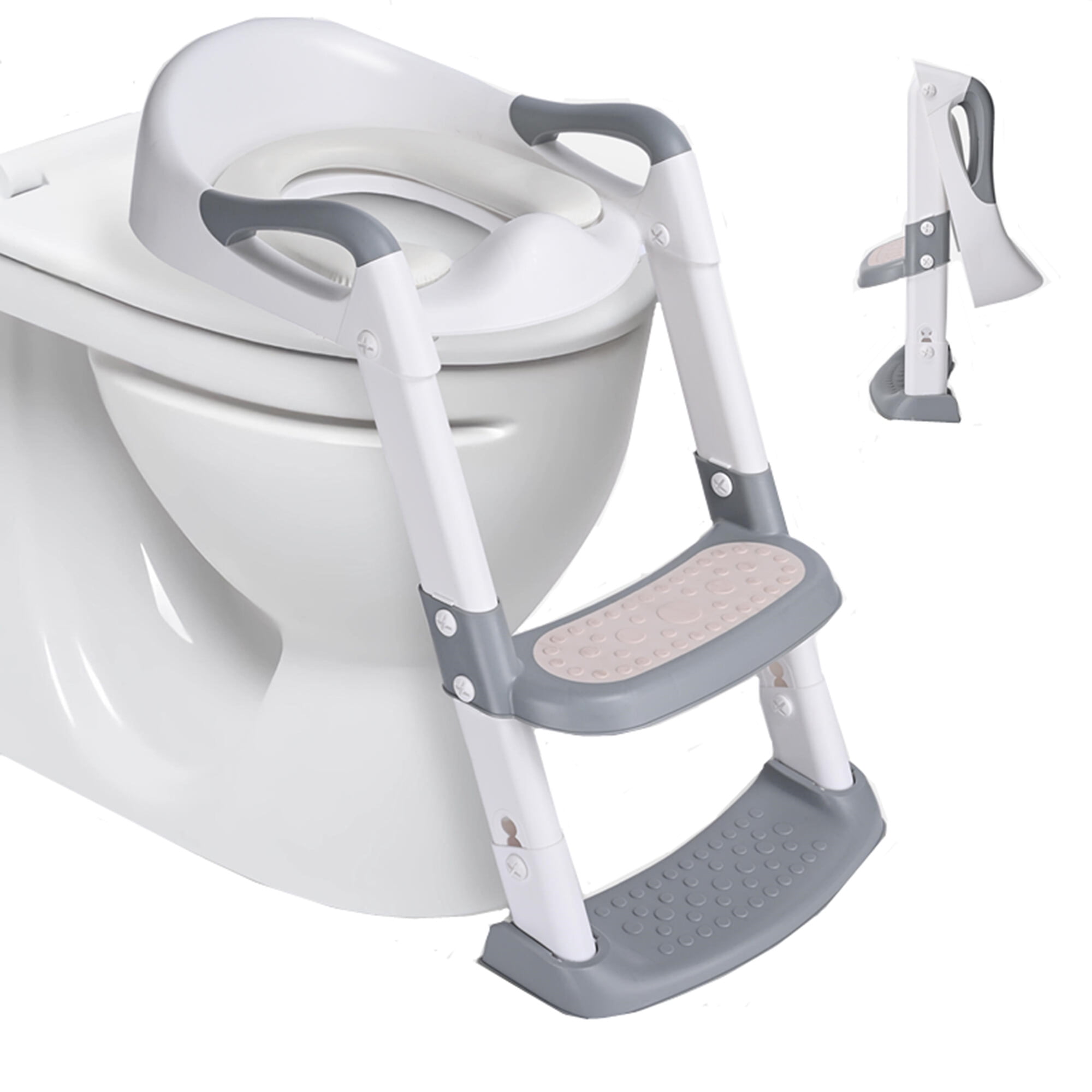Foldable Potty Training Toilet Seat with Anti Slip Step Stool Ladder and Soft Padded Cushion Toddler Baby Toilet Potty Chair with 5 Adjustable Height Walmart