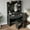 Black, variant on JustSmart Vanity Desk with Mirror and Lights, for Bedroom, Includes Padded Stool, Storage Drawers, USB Outlets, Hairdryer Holder, Adjustable LED Light with 3 Lighting Modes, White