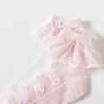 thumbnail image 6 of Girls Ankle Socks Cute Cotton Splice Mesh Lace Ruffle Solid Color Lightweight Breathable Dancing Crew Sock for 1-13 Years Toddlers Kids, 6 of 7