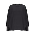 thumbnail image 5 of Hogleaql Womens Crew Neck Sweaters Oversized Batwing Long Sleeve Knitted Fall Winter Comfortable Jumper Tops Fashion Warm Loose Pullover Solid Sweater Black L, 5 of 6