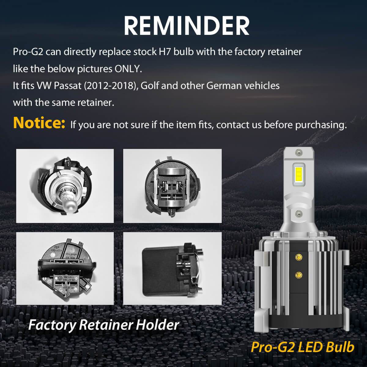 H7AD15US H7 LED Headlight Bulb Adapter Holder for Volkswagen Golf7 2pcs RCP 