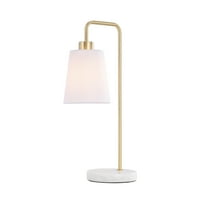 Acento Arched Decorative Table Lamp – 19” Modern Metal & Stone Base with Off-White Tapered Shade