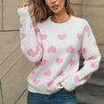thumbnail image 6 of Wancir Women Heart Print Sweater Romantic Oversized Knitted Shirt Valentine's Day Love Graphic Long Sleeve Pullover Top, 6 of 9