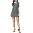 thumbnail image 2 of MODA NOVA Junior's Contrast Peter Pan Collar Long Sleeve Check Shift Dress, 2 of 5