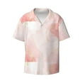 thumbnail image 4 of Uemuo Pink Marble Pattern Cotton Linen Short Sleeve Shirts,Casual Lightweight Button Down Shirts,Vacation Beach Summer Tops-Small, 4 of 7