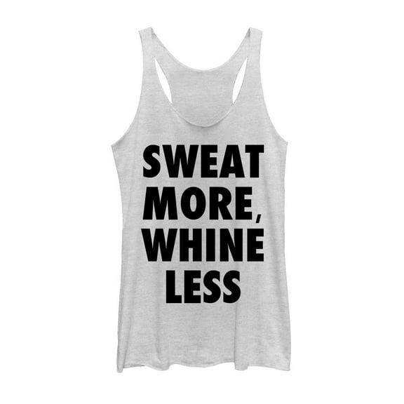 Women's CHIN UP Sweat More Whine Less Racerback Tank Top White Heather Large
