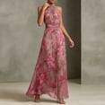 thumbnail image 4 of Levmjia Women's Halter Maxi Dress Floral Print Sleeveless Tie Waist Summer Dress Flowy Elegant Evening Party Dress, 4 of 5