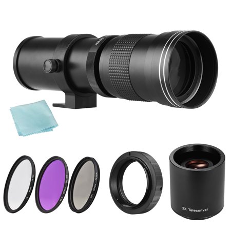 Camera MF Super Telephoto Zoom Lens F/8.3-16 420-800mm T Mount + /CPL/FLD Filters Set +2X 420-800mm Teleconverter Lens + T2-AF Adapter Ring for Sony AF Mount A900/ A850/ A700/ A580/ A560/ A5