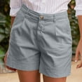 thumbnail image 5 of larppty Women Linen Shorts Summer Casual Chino Shorts High Waisted Bermuda Short Dressy Wide Leg Short with Pockets（Grey， XXL）, 5 of 8