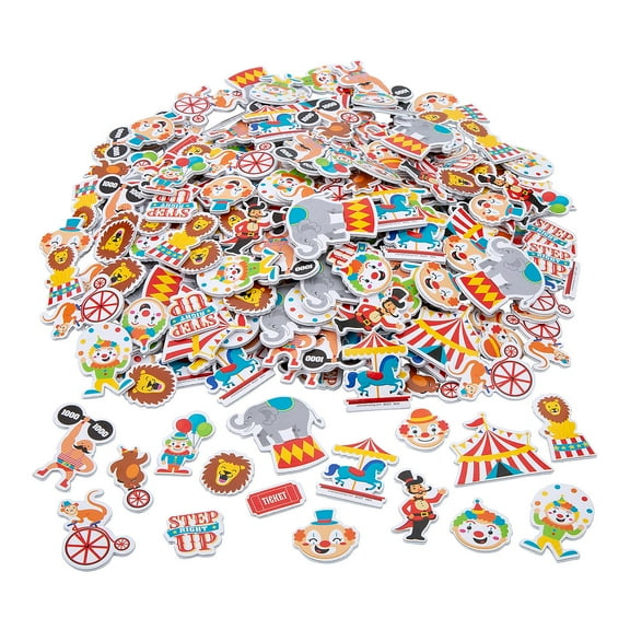 Fun Express Bulk 300 Pieces Circus Self-Adhesive Foam Shapes