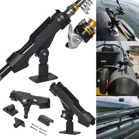2x Adjustable Fishing Pole Rod Holder Tackle Kit Side Rail Mount for Kayak Boat