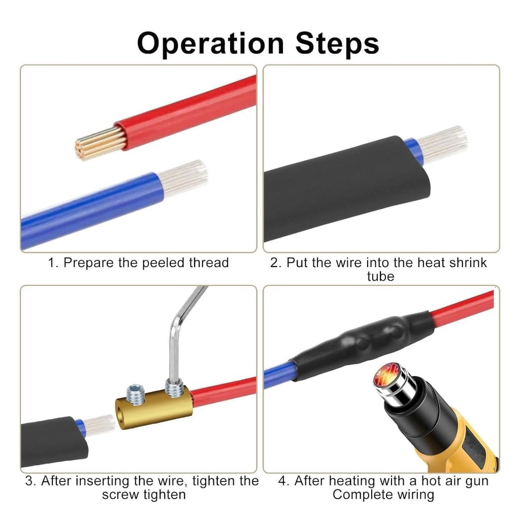Multipurpose 10AWG Wire Connectors Set 60 A Sturdy Brass Terminals 30pcs with Screws Set And Heat Tubes